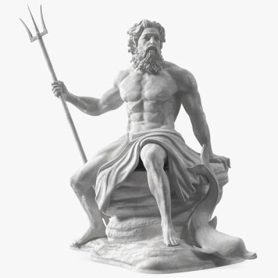 China Traditional Customized Hand Cared Greek Celebrity Poseidon Life Size Marble Sculpture For Outdoor Decoration for sale