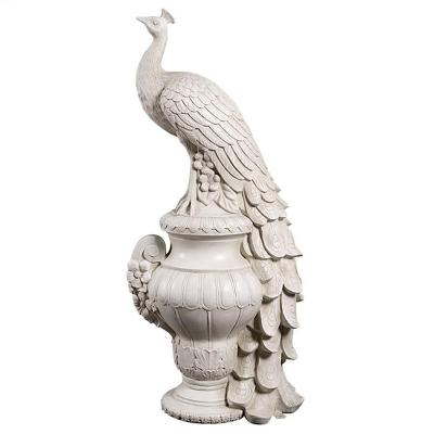 China Customized Modern Style Modern Hand Carved Peacock Marble Statue for sale