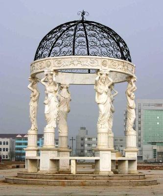 China Outdoor Gardening White Marble Sculpture Customized Modern Decoration Gazebo Pavilion for sale