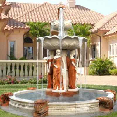 China Modern custom high quality garden decor fountain stone marble carve fountain with figure statue for sale for sale