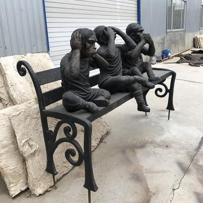 China World Hot Sale Gorilla Sculpture Brass Bronze Three Wise Monkey Statues for sale