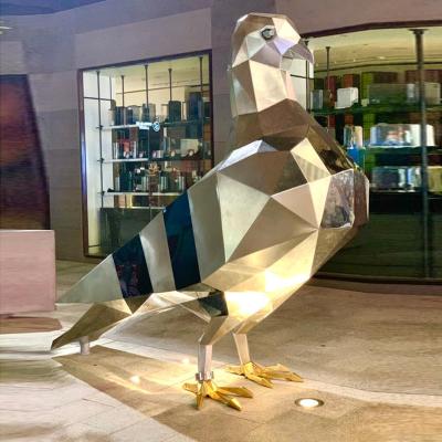 China Europe Customized Polished Stainless Steel Giant Pigeon Sculpture For Outdoor Garden Decoration for sale