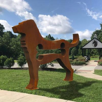 China Outdoor Modern Life Size Corten Steel Statue China Style Corten Steel Dog Animal Sculpture for sale