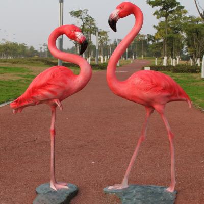 China Customized Worldwide Life Size Fiberglass Resin Pink Flamingo Statue For Garden Decoration for sale