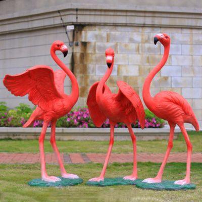 China Worldwide Customized Outdoor Decor Fiberglass Resin Life Size Life Sized Pink Flamingo Statue for sale