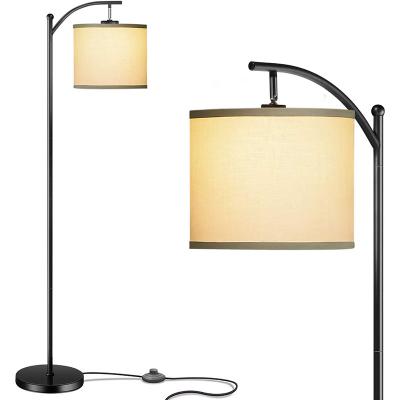 China 2 Tier Modern Led Shine Floor Lamp New Black With Hanging Drum Shade For Living Room Bedrooms Office for sale