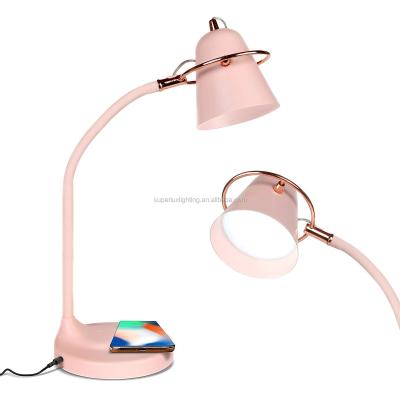 China Latest Style Modern USB QI Table Lamp Wireless Charging Stepless Dimming Touch Control Led Table Lamp for sale