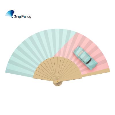 China Wholesale China Good Quality Colorful Cute Macaron Wooden Hand Held Fan for sale