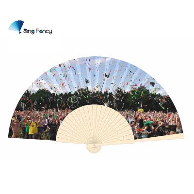 China China Festival Elegant Celebration Bamboo Cloth Hand Fan For Party And Events for sale