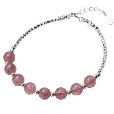 China Trendy Simple Cute Pink Crystal Bracelets Fashion 925 Silver Jewelry for sale