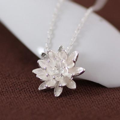 China 925 Sterling Silver NECKLACE Fashion 925 Sterling Silver Lotus Flower Pendant Necklace for sale