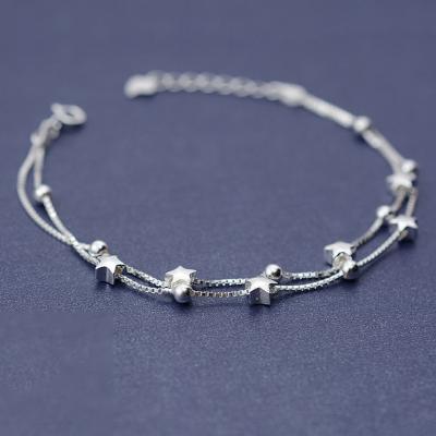 China 925 sterling silver star charm bracelet, silver chain bracelet for sale