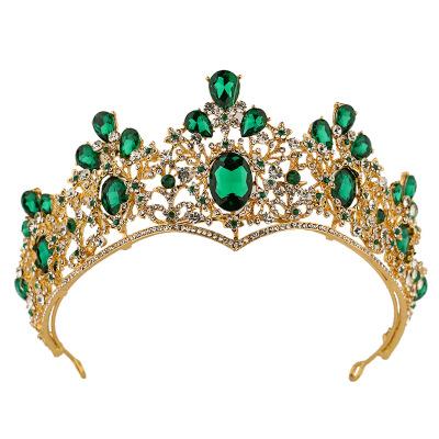 China Royal Wedding Tiara Headband Tiara Cown Baroque Green Bridal Headwear Jewelry Alloy/Crown Rhinestone/Crystal/Pearl for sale