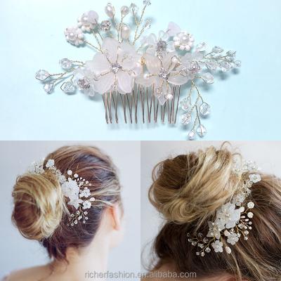 China rhinestone handmade wedding bride hair accessories bridal hair side Tiara Comb for sale