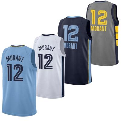 China Antibacterial Men's Ja Morant Jersey Embroidery Basketball Uniforms #12 Ja Morant Basketball Tank Top for sale