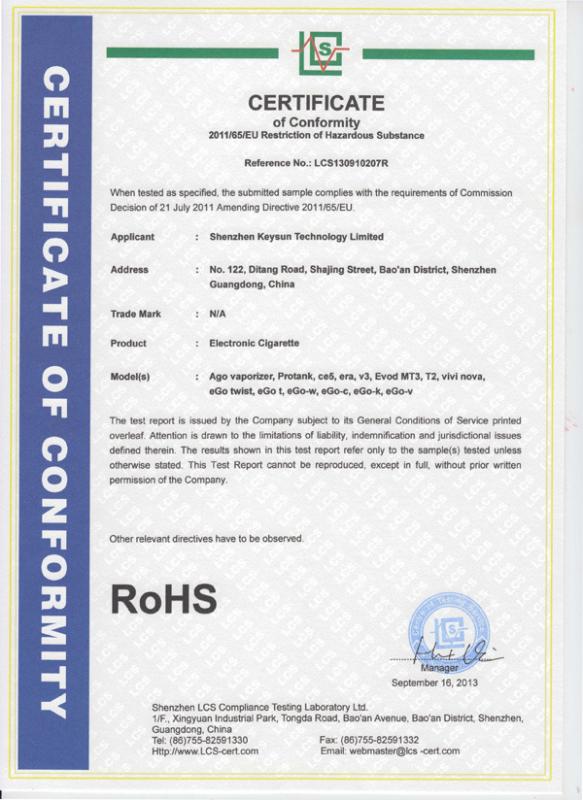 RoHS - Shenzhen Keysun Technology Limited