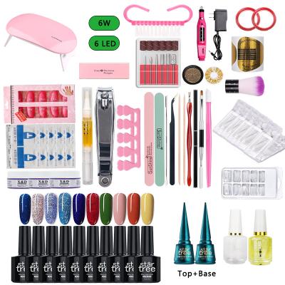 China Mini Nail Art Beauty Private Label OEM 10 Colors 10ml Nail Gel Polish Kit 6W UV Lamp Nail Polish Tool Kit for sale