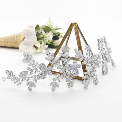 China Bridal Rhinestone Crystal Leaf Shining Tiara of Popular High Quality Wedding Hair Accessories for sale