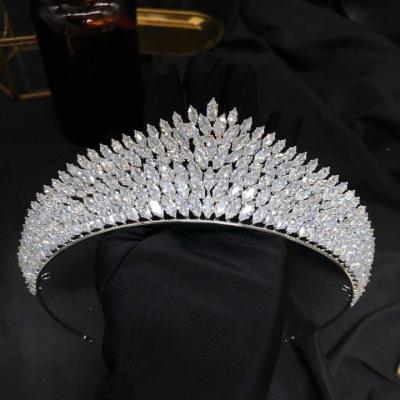 China Hot Elegant Fashionable CZ Cubic Zirconia Exqyisite Design Headpieces Queen Zircon Bridal Crown for sale