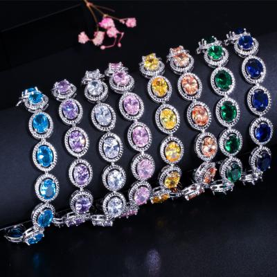 China Trendy Gem Stone CZ AAA+ Natural Zircon Luxury Fashion Pop it Bling Crystal Couples Bracelet Men Women Men Bracelet for sale