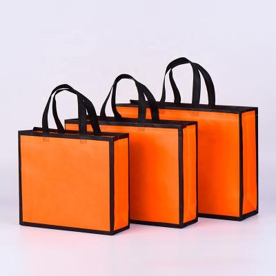 China Wholesale Promotional Heavy Duty Grocery Handled Tote Bag Non Woven Shopping Bags Laminating With Reinforced Handles for sale