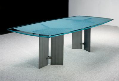 China Safety Blue Desk Cover Glass , Tempered Glass For Coffee Table Top for sale