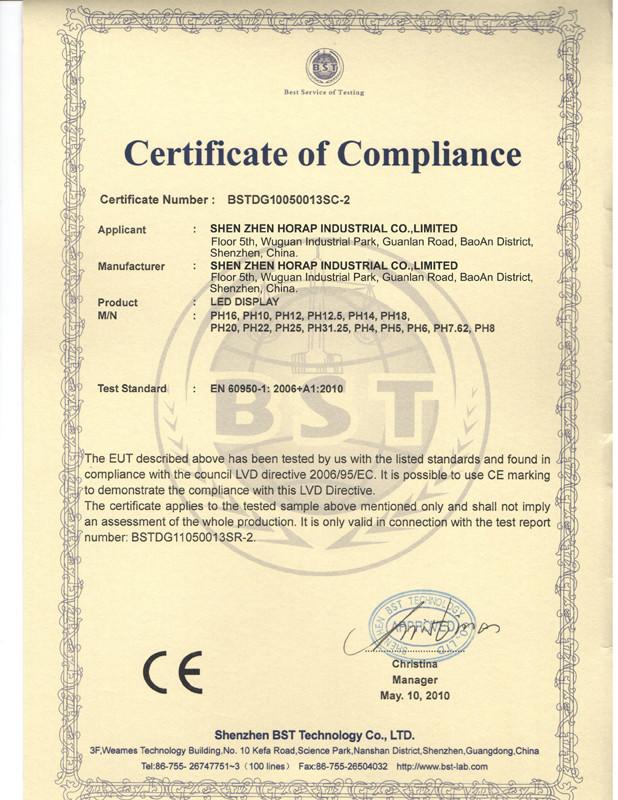 CE02 - Shen Zhen Horap Industrial Co.,Limited