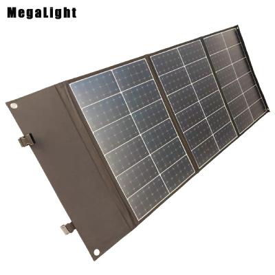 China Waterproof PET+ EVA+ Cloth Megalight Power Solution Collapsible Mono Cell 100W Camping Solar Panels For Sale for sale