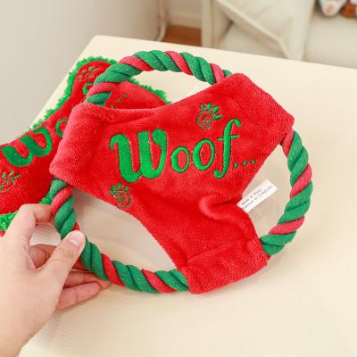 China New Jc001 Red And Green Christmas Plate Dog Bone Sounding Toy for sale