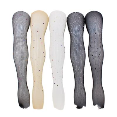 China Antibacterial Modern Style Kids Pantyhose Scald AB Drill Decor Girls Seamless Net Leggings for sale