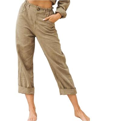 China New style Wish and Amazon Anti-wrinkle pure cotton color cotton loose-waisted women's fashion loose-waisted soft pants for sale