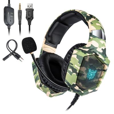 China Headband Ancreu ONIKUMA K8 PS4 Headset Camouflage Headset Wired PC Gamer Stereo Gaming Earphones With LED for sale