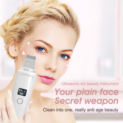 China Ion Beauty Tool USB Rechargeable Ultrasonic Deep Pulse EMS Skin Acne Treatment Facial Skin Scrubber for sale