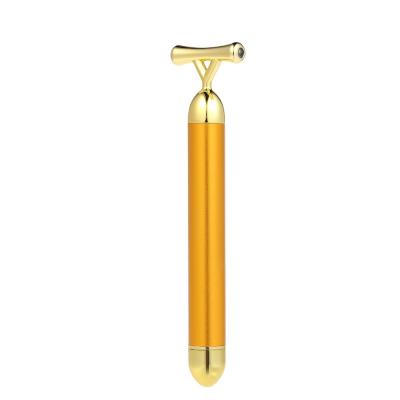 China Wrinkle Remover Beauty Care Device 24k Massage Stick Multifunctional Facial Roller 3D Gold Vibrating Massager For Beauty Tool for sale