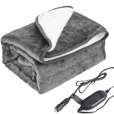 China Therapy Machine Washable Electric Heated Blanket For Car 12 Volt Travel Blanket Adjustable Thermostat Electric Heating Blanket Flannel for sale