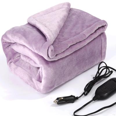 China Therapy 12 Volt Machine Washable Electric Heated Blanket For Car Heater Travel Electric Blanket With Thermostat Adjustable Flannel for sale