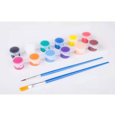 China Art Painting ASTM D-4236/EN71 12 Colors Mini Cheap 3ML Non-Toxic Acrylic Paint Jars Set With Brush For Kids Children Painting for sale