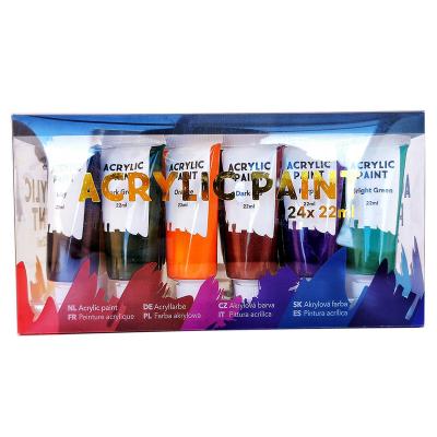 China Hot Selling 24 Colors 22ml Artist Tube Non-Toxic Acrylic Paint Kits For Painting 20ml for sale