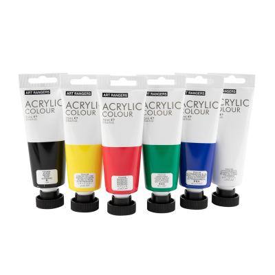 China Art Painting Supermarket Supplier ASTM D-4236/EN71 Professional Large Capacity 75ML Acrylic Paint Tube Set 6 Colors Non-Toxic for sale