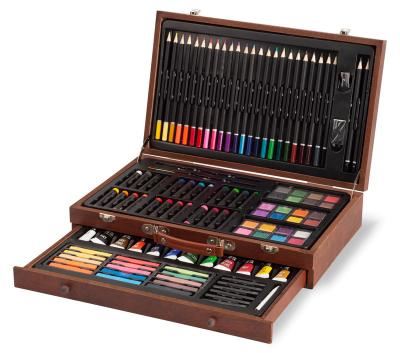 China Drawing Writing Painting Luxury Professional Art Sets Wooden Box With Colored Pencil Painting Brushes Oil Pastels Acrylic Painting Watercolor For Painter Child for sale