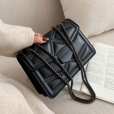 China Fashion Rivet Bag Shoulder Bags Women Chain PU Leather Hand Ladies Purse for sale