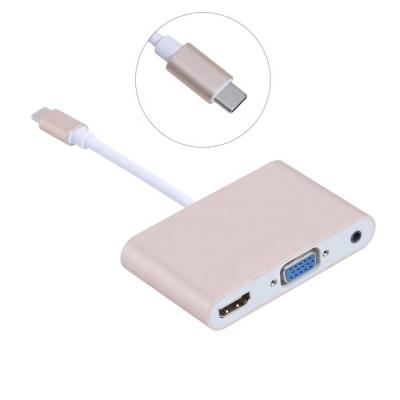 Cina 3 in 1 tipo C del Usb 3,1 all'adattatore del cavo dell'audio del VGA 3.5mm di Hdmi per il computer portatile in vendita