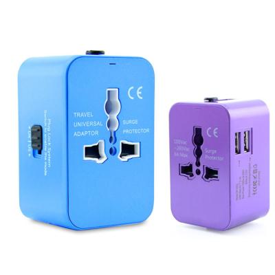 China Original Factory UK EU US Power Plugs 2.1A Dual USB Universal travel adapter with universal USB cable set for sale