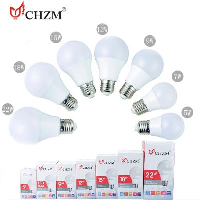 China Ultra High Quality Residential E27/b22 A60 7w 9w 12w 15w 18w 24w AC85-265V Aluminum Shape Led Bulb Lights Lamp for sale