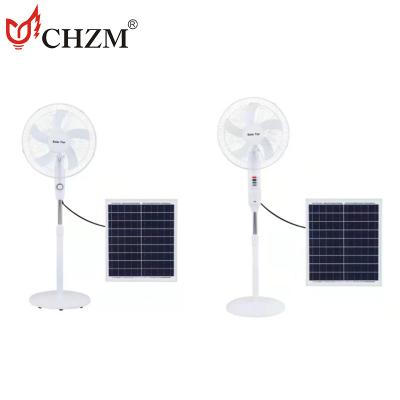 China Household New Product Die Casting Aluminum Housing USB Charging Golden Blue Floor Solar Fan for sale