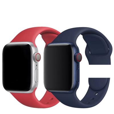 China Fanshion Silicone Band For Apple Watch 7 Se 5 6 Series 4 3 2 1 Strap Strap 44mm 40mm Rubber On iWatch 4/5 42mm Smart Strap 38mm for sale