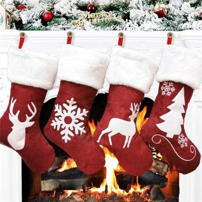 China Christamas Home Decoration Christmas Stockings Jars Gift Candy Bag Christmas Decorations For 2022 New Year Deer Home Pocket Hanging Christmas Tree Ornament for sale