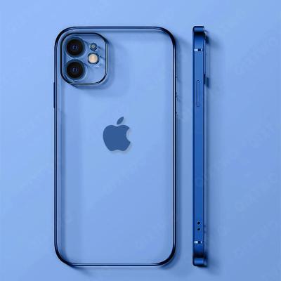 China Anti-fall luxury square transparent slim phone case for iPhone 11 12 pro Max Mini X Xs XR 7 8 plus soft silicone shockproof SE2 2020 cover for sale