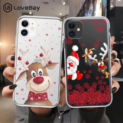 China Anti-Drop Christmas Elk Snow Santa Cartoon Phone Case For iPhone 11 12 13 Mini Pro Max X XR XS 8 7 6 Max Plus Se 2020 Clear Soft TPU Cover for sale