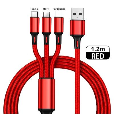 China Fast Charging Speed ​​Hot Sell 3 In 1 Type C Multi Left Multi Usb Usb Cord Usb Mobile Phone Usb Multi USB Charging Cable Type C Charger Cable For Samsung for sale